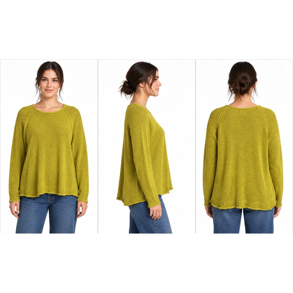 Old Navy Pullover Sweater Womens XL Mustard Yellow Raglan Sleeve Crew Neck Knit